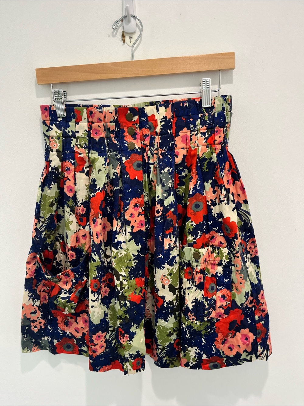 Anthropologie Apothecary Skirt Floral High-Waist Pleated Poppy Flowers Vintage